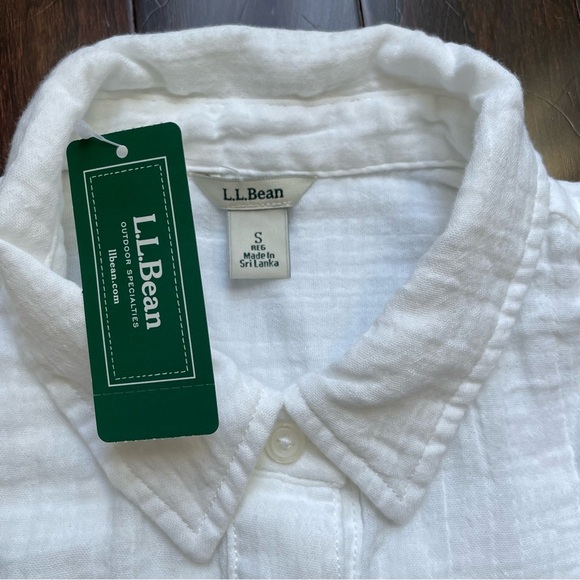 LL bean NWT Women’s Long White Linen Button Down Shirt LS Top Size Small - Picture 2 of 4